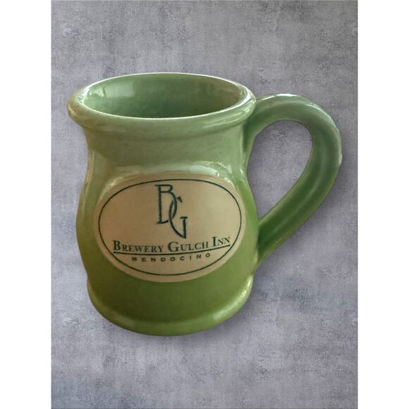 Brewery Gulch Inn Mendocino California Hand Thrown Green Glazed Coffee Mug 2019 - Picture 1 of 4